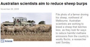 تلاش دانشمندان استراليايي براي كاهش دفعات آروغ در گوسفندان