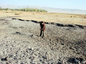 هومان خاکپور در درون یکی از بخش های سوخته تالاب گندمان - 23 مهر 1388